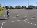 Jill walking at Wangaratta's netball courts