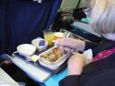 jill having a meal on Cathay Pacific Plane - where is the diet