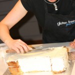 Nicole preparing the cake
