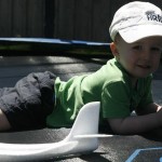 Riley lying on his trampoline