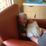 Riley gets to nurse his new little brother