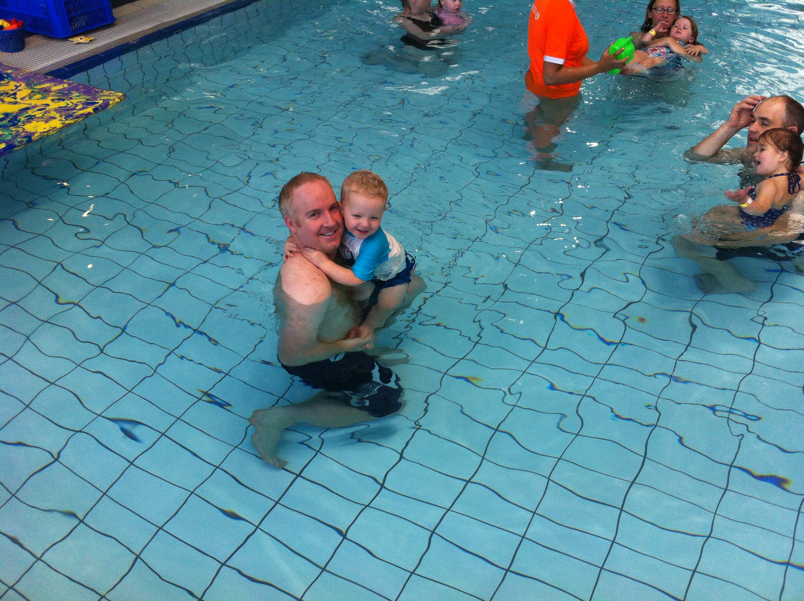 Lucas and Dad at Swimming Lessons